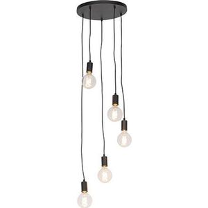 QAZQA facil - Moderne Hanglamp - 5 lichts - Ø 35 cm - Zwart - Hal / Vide