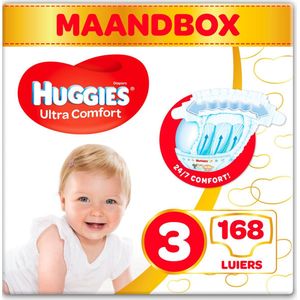 2x Huggies Ultra Comfort Luiers Maat 3 (4 - 9 kg) 168 stuks