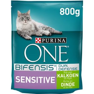 Purina One Sensitive - Kalkoen/Rijst - Kattenvoer - 800 g