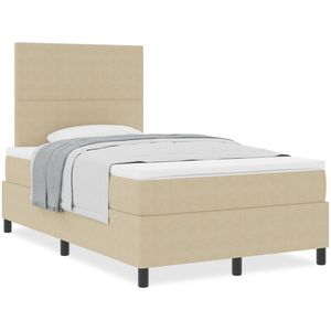 vidaXL - Box - Spring - Bed - met - Matras - Lichtgroen - Grijs - 120x200 - cm - Ribstof