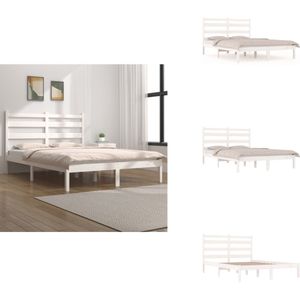 vidaXL Bedframe - Bedframes - Tweepersoonsbed - Bed - Bedframe massief grenenhout wit 160x200 cm
