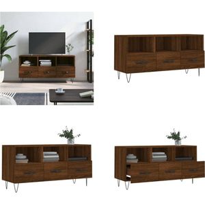 vidaXL Tv-meubel 102x36x50 cm bewerkt hout bruineikenkleurig - Tv-meubel - Tv-meubelen - Tv Kast - Opbergkast