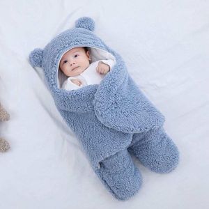 BonBini´s Teddy bear wikkeldeken deluxe newborn - zachte blauwe teddy beer inbakerdoek newborn baby - 0-3 maanden - Blauw