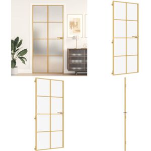 vidaXL Binnendeur smal 93x201,5 cm gehard glas en aluminium goudkleur - Binnendeur - Binnendeuren - Opdekdeur - Binnen Deur
