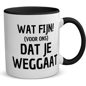 Akyol - wat fijn dat je weggaat koffiemok - theemok - zwart - Afscheid bedank cadeau - collega's - werk - afscheidscadeau - verjaardagscadeau - 350 ML inhoud