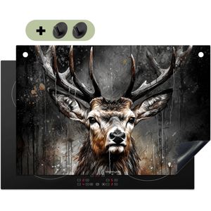 KitchenYeah® Inductie beschermer 76x51.5 cm - Hert - Dier - Verf - Zwart - Kookplaataccessoires - Afdekplaat voor kookplaat & Spatscherm achterwand - Inductiebeschermer - Inductiemat - Inductieplaat mat - Keuken decoratie