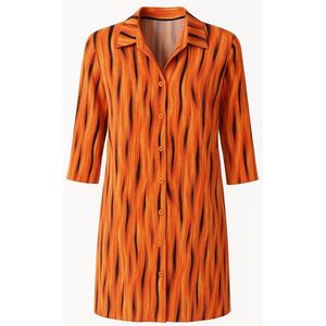 Angelle Milan Doorknoopjurk – Oranje Gestreept – Travelkwaliteit