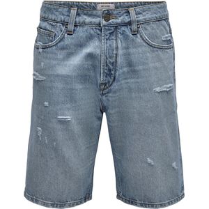 Korte broek heren- Shorts- Denim- Jeans- Only & Sons- Regular fit- Destroyed- Maat M