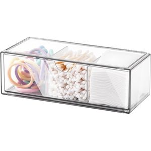 FURNIBELLA-Transparante Cosmetica Organizer met 3 Laden – Stapelbare Opbergdoos voor Make-up, Sieraden & Kantoorbenodigdheden – Ideaal voor Badkamer, Kaptafel of Commode