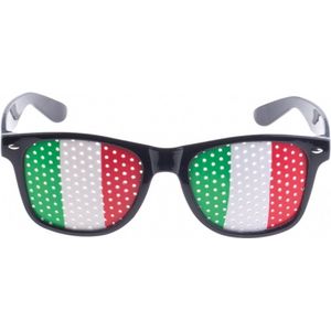 Zwarte Italie vlag bril voor volwassenen - Supporters verkleed accessoires