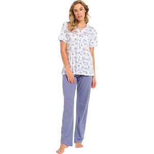 Pastunette dames pyjama korte mouw - Classic Flower - 50 - Blauw.