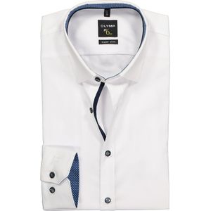 OLYMP No. Six super slim fit overhemd - wit (blauw contrast) - Strijkvriendelijk - Boordmaat: 46