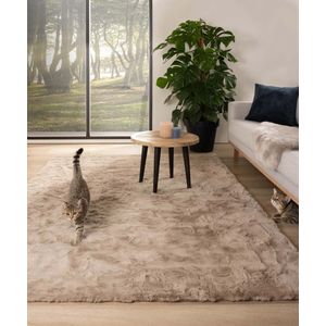 Zacht hoogpolig vloerkleed - Comfy plus - taupe 80x150 cm