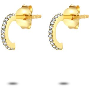 Twice As Nice Oorbellen in 18kt verguld zilver, witte steentjes