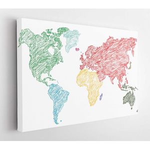 Vector illustratie wereldkaart potlood geschetst - Modern Art Canvas - Horitonzal - 455621377 - 115*75 Horizontal