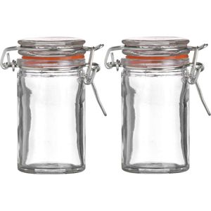Urban Living Voorraadpotje/kruidenpotje - 2x - mini - 70 ml - glas - met beugelsluiting