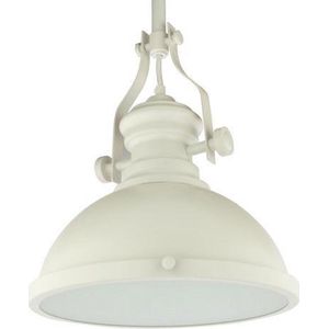 Vintage Hanglamp Wit - Met Glazen Diffuser - Ø 32 cm