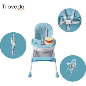 Trovado Kinderstoel - Baby stoel - Baby Eetstoel - Kinderzetel - kinderstoel inklapbaar - Eetstoel - Beer - Blauw - Comfortabel - Met gordels - Hoogte Verstelbaar - 60x60x85 CM - Draagvermogen tot 15 KG - T/M 3 Jaar