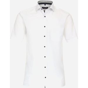 CASA MODA modern fit overhemd - korte mouw - popeline - wit - Strijkvrij - Boordmaat: 40