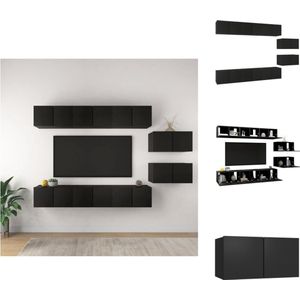 vidaXL Hangende tv-kastenset - spaanplaat - 60x30x30 cm - zwart - Kast