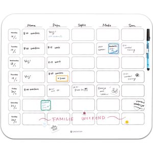 GreenStory - Familie planbord week XL - Familieagenda - 5 personen - Sticky Whiteboard - met Sticky Pen