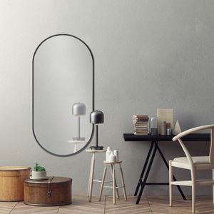 Lange spiegel Lilibeth - Hangende spiegel - 40x80 cm - Zwart - Aluminium en glas - Decoratieve spiegel