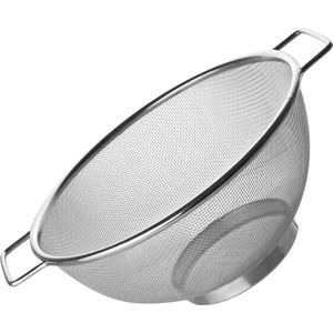 zeef Ø 20 cm, vergiet van roestvrij staal, fijnmazig zeef met handvatten als perfecte keukenaccessoire en keukenhulp in jouw keuken, vaatwasmachinebestendig (Kleur: zilver), Aantal: 1