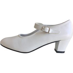 Prinsessen schoenen / Spaanse schoenen wit - maat 39 (binnenmaat 24,5 cm) bij jurk bruiloft kleding volwassenen