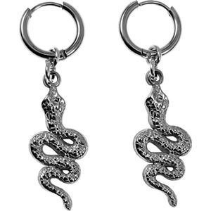 ∅14mm Oorringen Dames - Roestvrij Staal - Oorbellen met slangen Hanger