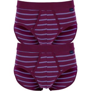 SCHIESSER Original Classics sportslips (2-pack) - Feinripp met gulp - bordeaux rood gestreept