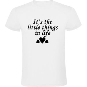It's the little things in life Heren t-shirt | het leven | kleine dingen | gelukkig zijn | hartje love |  Wit