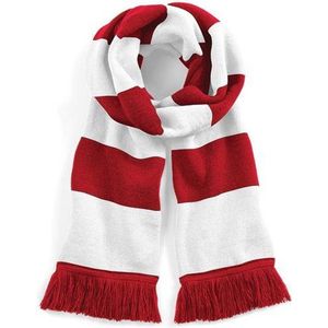 Beechfield Sjaal met brede streep rood/wit Unisex - sjaal lengte 182 cm