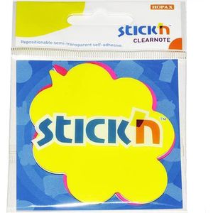 Stick'n Doorzichtige sticky notes, tekstwolkje vorm, 76x76mm, geel/magenta, 2x 30 vel/pad