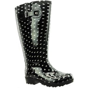 Regenlaarzen WIDE WELLIES maat 40 - Zwart/Wit Polka Kuitwijdte XXL (50 cm)