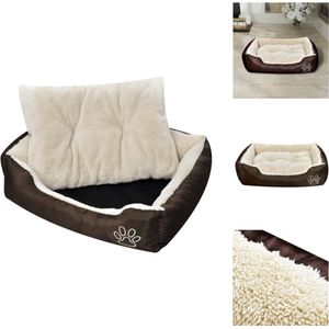 vidaXL Hondenmand - Comfortabele hondenmand voor binnen en onderweg - 50x38x17 cm - Bruin en beige - Waterafstotend - Anti-slip onderkant - Gecoat oxford en nepbont - Geschikt voor honden en katten - Dierenkussen