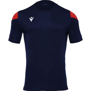 Macron Polis Shirt Korte Mouw Heren - Marine / Rood | Maat: XL