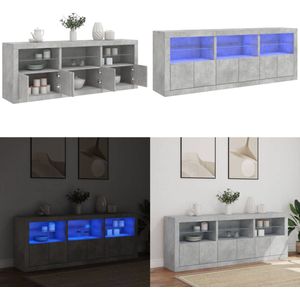 vidaXL Dressoir met LED-verlichting 181,5x37x67 cm betongrijs - Dressoir - Dressoirs - Opbergkast - Buffet