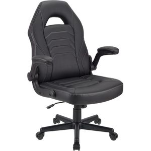 Gamingstoel,draaibare kunstlederen bureaustoel, verstelbare computerstoel, ergonomische bureaustoel met hoge rugleuning met armleuningen (Zwart)