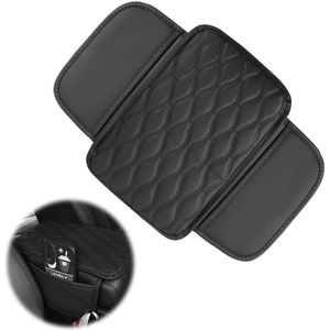 TRANKIELO® – Universele Auto Armleuninghoes – Leer – Met opbergruimte – Geschikt voor de meeste voertuigen – Zwart