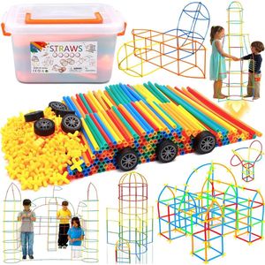 Bouwspeelgoed - 500-delige Set Rietjes en Verbindingsstukken - Educatief Creatief Bouwstenen Speelgoed - Milieuvriendelijk - Voor Kinderen vanaf 3 jaar