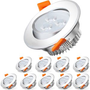 LED inbouwspot 3W 10 stuk Warm wit 3200k 245LM Niet dimbaar