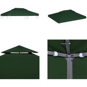 vidaXL Vervangend tentdoek prieel 310 g/m² 3x4 m groen - Partytent Doek - Partytent Doeken - Partytent Dak - Partytent Daken