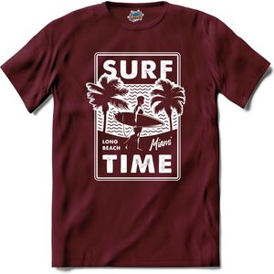 Surf Time | Surfen - Surf - Surfboard - T-Shirt - Unisex - Burgundy - Maat XXL