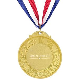 Akyol - dikke kus voor neef medaille goudkleuring - Neef - cadeau neef - leuk cadeau voor je neef om te geven - verjaardag neef