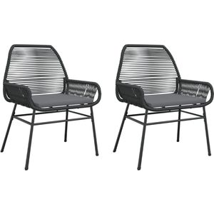 vidaXL Tuinstoelen Set van 2 - Poly Rattan - Zwart Tuinstoel - Poly Rattan - Buitenstedelijke Stoel - Lounge Stoel - Tuinset