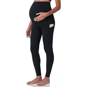 Wow Peach - Zwangerschaps Yoga Legging - Maternity Support Legging - Zijzak - Stretch - Soepel - Zwart - Large