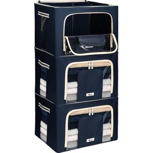 opvouwbare kledingopbergbox met ritssluiting, metalen frame, opbergtas voor dekbedden, kleding, beddengoed, stabiele opbergdoos voor kleding, stapelbare kledingdozen