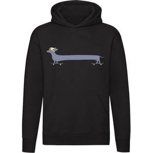 Teckel op skateboard Hoodie | hond | dog | huisdier | dierendag | skaten | grappig | Unisex | Trui | Sweater | Capuchon