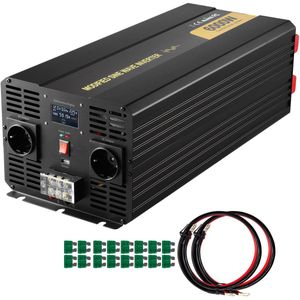 6000W Gemodificeerde Sinusomvormer Van 12 V Naar 230 V Wisselstroom met Lcd-Scherm, Afstandsbediening, Eu-StopcontACten voor Auto, Camper, Boot en Camping