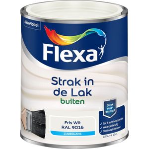 Flexa Strak in de Lak Zijdeglans - Buitenverf - fris wit RAL 9016 - 0,75 liter